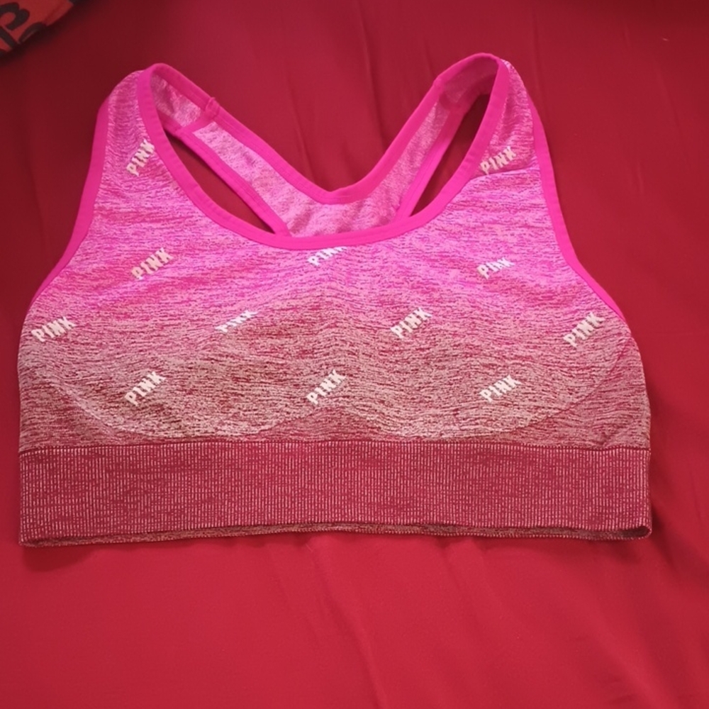 PINK Active Ombre Seamless Sports Bra - Hot Pink Victoria Secret XL Seamless